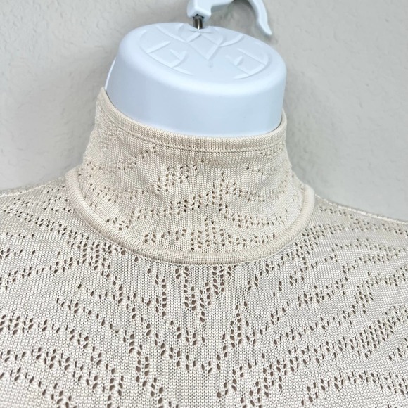 RONNY Kobo Cream Bodycon Knit Mini Dress Mock Neck Women's XS Party Cocktail - Picture 3 of 10